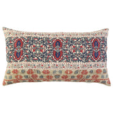 Red Beige Patterned Panel Lumbar Pillow